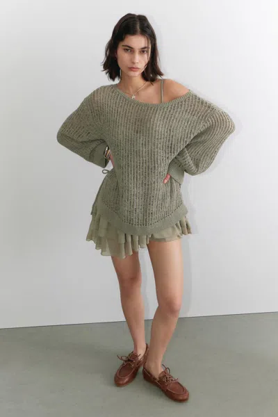 Monki Loose Open-knit Side Slit Jumper