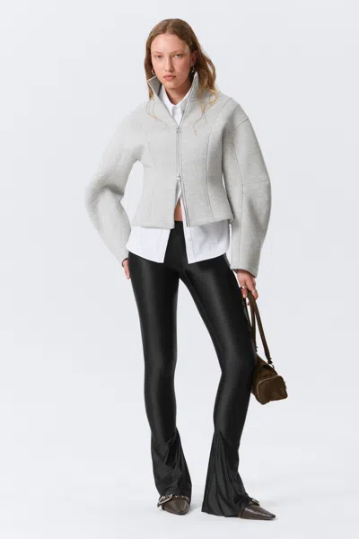 Monki Low Rise Flared Stretch Trousers In Black