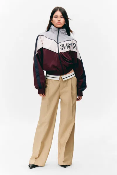 Monki Low Rise Folded Waist Twill Trousers