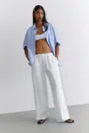 Monki Low-rise Relaxed Pull-on Trousers In White