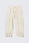 Monki Low Rise Ruched Drawstring Trousers In White