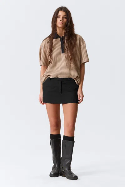 Monki Low Rise Slim Mini Suiting Skirt In Black