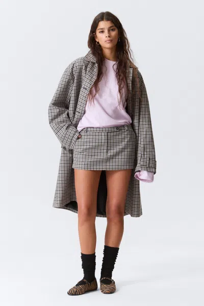 Monki Low Rise Slim Mini Suiting Skirt In White