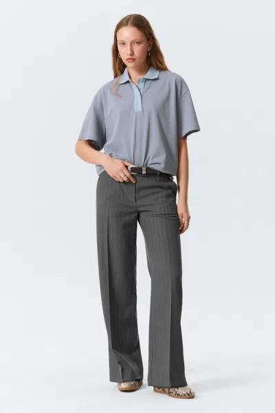 Monki Low Rise Suiting Trousers In Gray