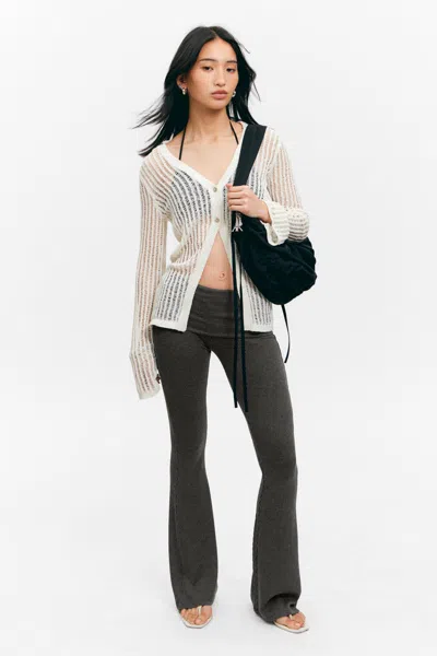 Monki Low Waist Flared Ribbed Trousers