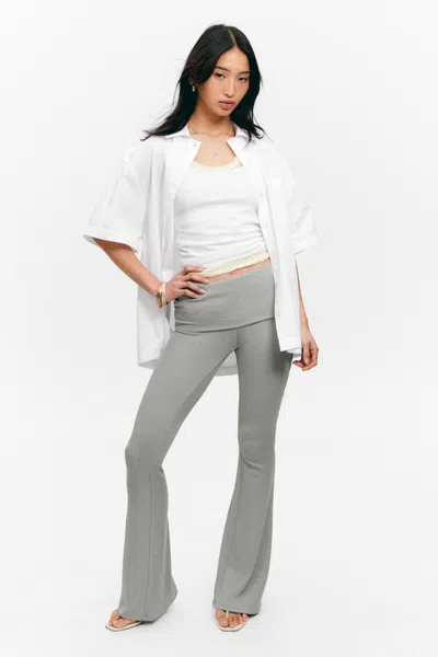 Monki Low Waist Flared Ribbed Trousers