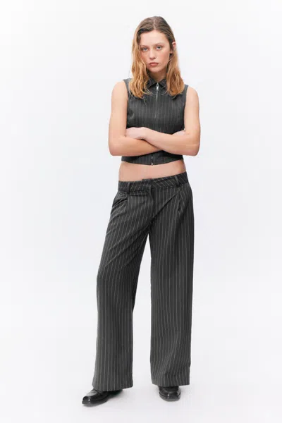Monki Low Waist Wide Leg Tailored Trousers