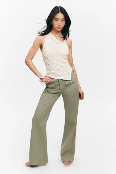Monki Low Waisted Bootcut Twill Trousers