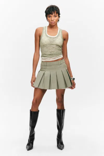 Monki Mid-rise Pleated Mini Twill Skirt