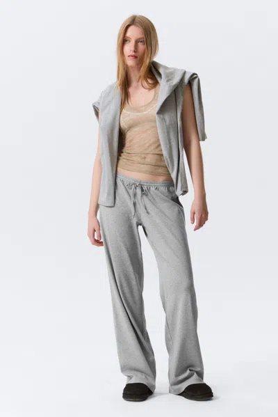 Monki Mid Rise Relaxed Pyjama Trousers In Gray