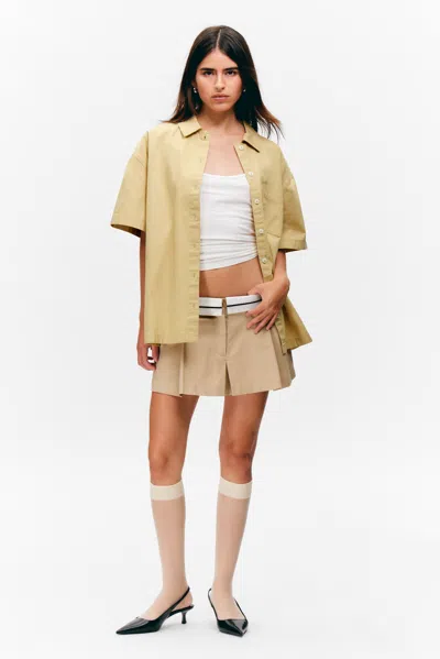 Monki Oversized Cotton Canvas Short-sleeved Shirt