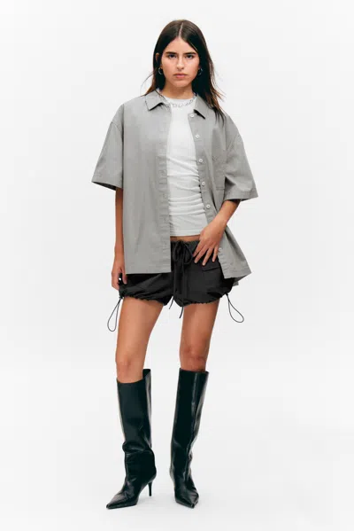 Monki Oversized Cotton Canvas Short-sleeved Shirt