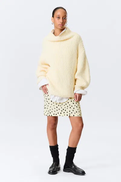 Monki Oversized Knitted Turtleneck Sweater In Yellow