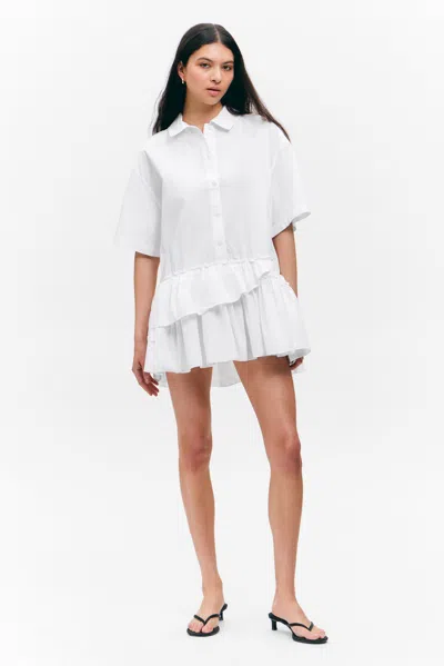 Monki Oversized Ruffled Mini Shirt Dress