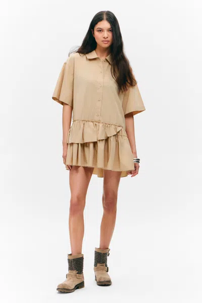 Monki Oversized Ruffled Mini Shirt Dress