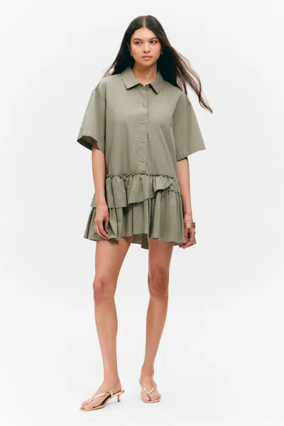 Monki Oversized Ruffled Mini Shirt Dress