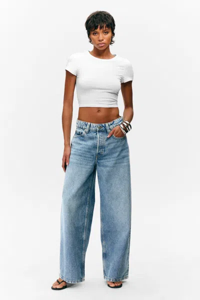 Monki Peggy Low Waist Loose Baggy Leg Jeans In Blue