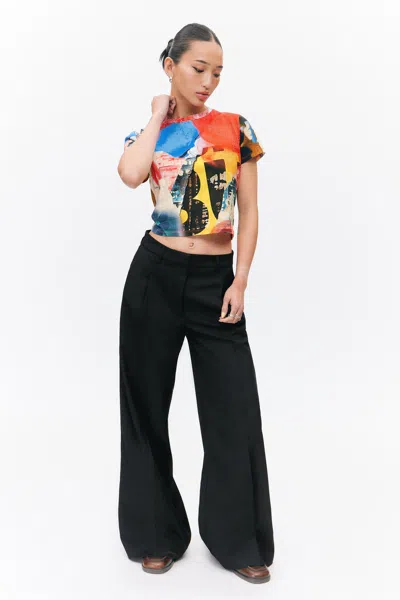 Monki Pleated High Waist Wide Leg Suiting Trousers