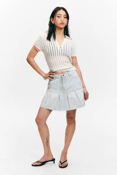 Monki Pleated Mini Denim Skirt