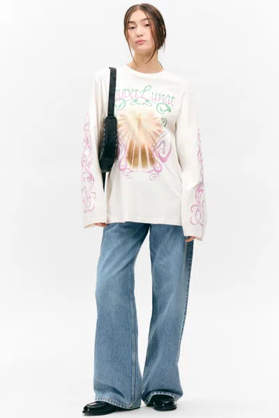 Monki Printed Long-sleeved Cotton T-shirt