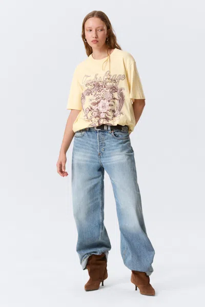 Monki Regular Fit Cotton T-shirt In Yellow