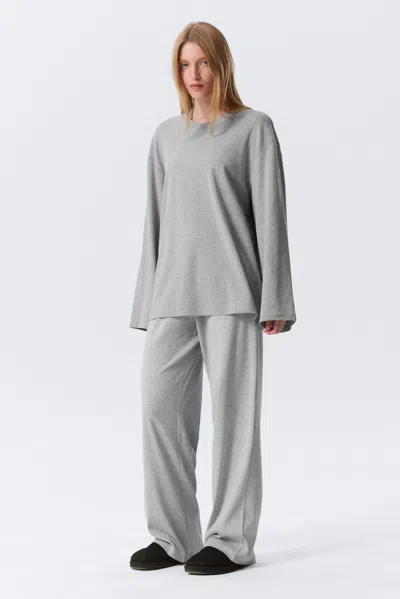 Monki Relaxed Long-sleeved Jersey Top In Gray