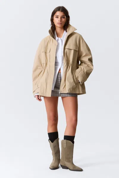 Monki Relaxed Utility Jacket In Sand