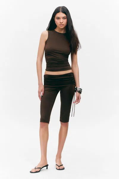 Monki Ruched Low Rise Capri Leggings