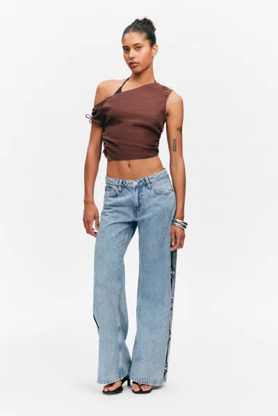 Monki Sheer Asymmetric Drawstring Top