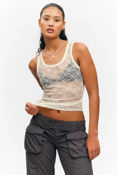 Monki Sheer Lace Sleeveless Tank Top