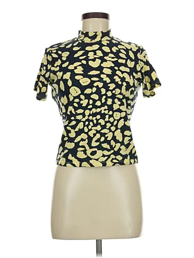 Pre-owned Monki Short Sleeve Turtleneck In Yellow