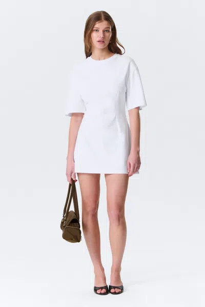 Monki Short-sleeved Cotton Mini Dress In White