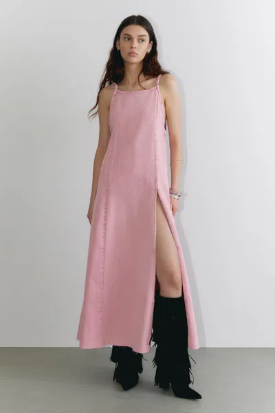 Monki Sleeveless Twill Maxi Slip Dress