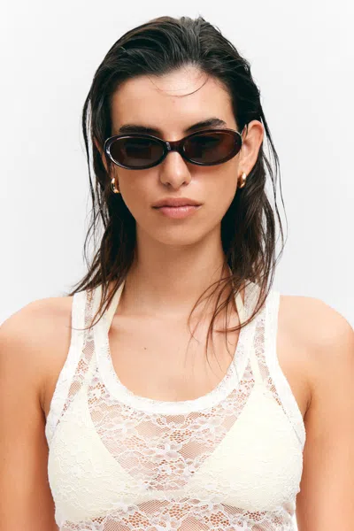 Monki Slim Oval Tinted Sunglasses