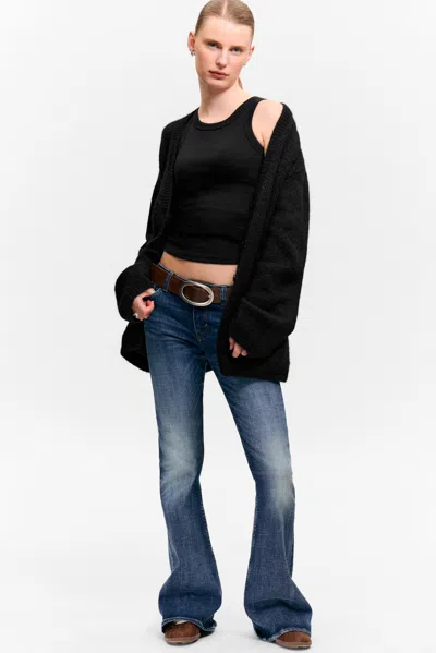 Monki Soft Knit V-neck Cardigan In Black