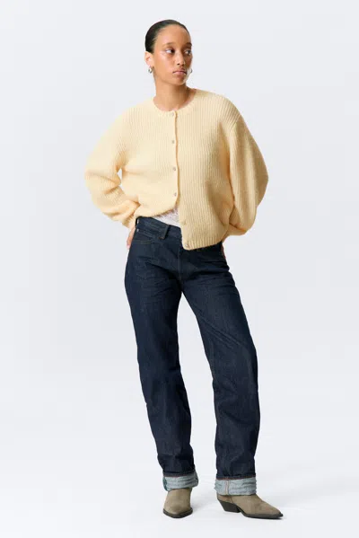 Monki Soft Knitted Cardigan In Yellow