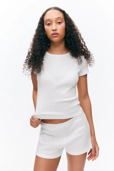 Monki Soft Short-sleeved Pointelle Top