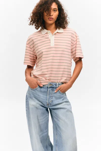 Monki Striped Relaxed Fit Polo Shirt