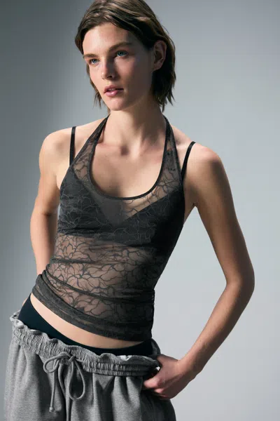 Monki Swirly Lace Halterneck Top