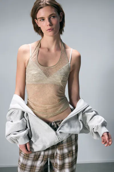 Monki Swirly Lace Halterneck Top