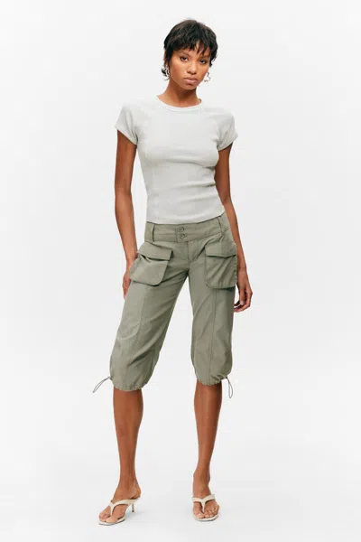Monki Ultra-low Rise Cargo Capri Trousers
