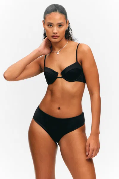 Monki Underwired Padded Bikini Top In Black