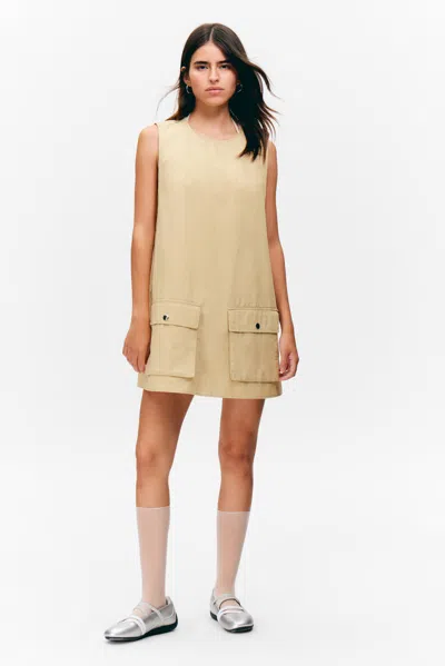 Monki Utility Cotton Canvas Mini Pinafore Dress