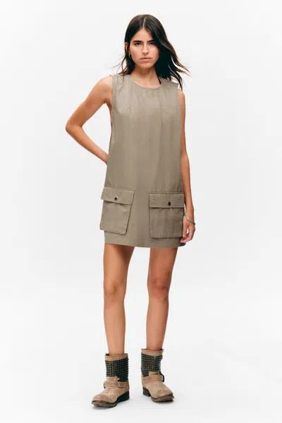 Monki Utility Cotton Canvas Mini Pinafore Dress