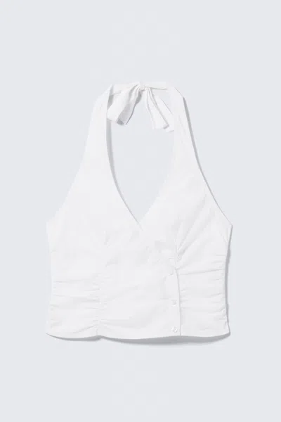 Monki V-neck Cotton Halter Top