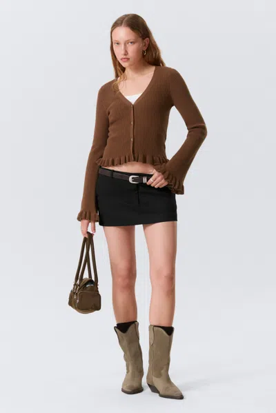 Monki V-neck Knitted Cardigan In Brown