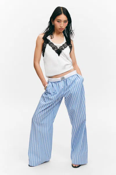 Monki Wide-leg Cotton Twill Trousers