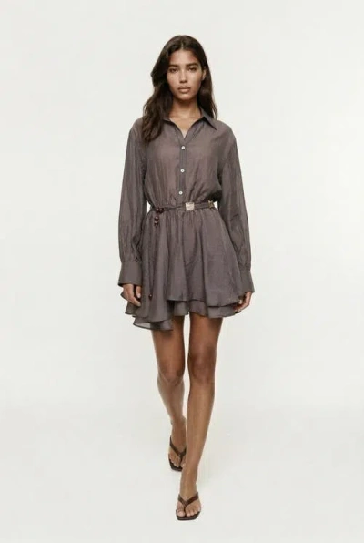 Monlicia Alora Tencel Mini Shirt Dress In Brown