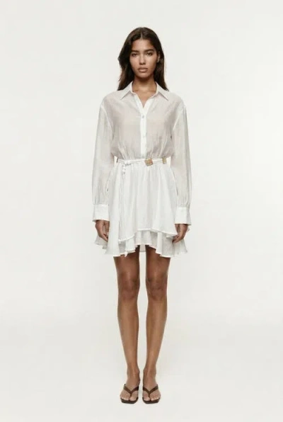Monlicia Alora Tencel Mini Shirt Dress In White