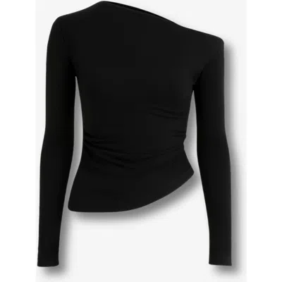 Monlicia Aura One Shoulder Draped Top In Black